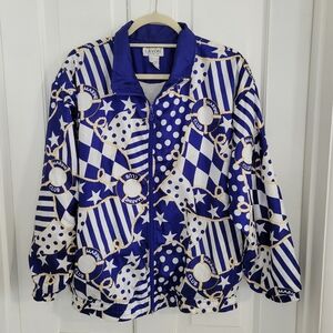 VTG‎ Lavon Windbreaker Jacket Women MEDIUM Nautical Sailor Boating Marine Club